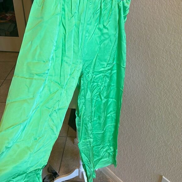 Pippa Women’s Size M Kimberly Wide Leg Baggy Pants Lime Green Pull On New - Picture 2 of 7